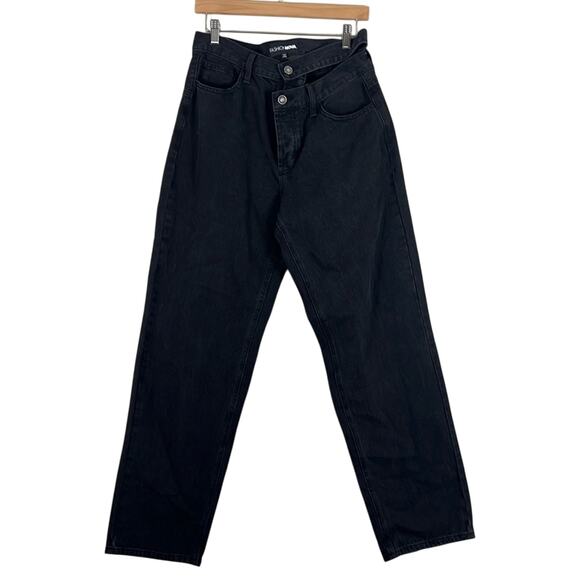 Fashion Nova Jeans Juniors 9 Black Cut Out Waist High Rise Straight Leg Retro - Picture 2 of 6